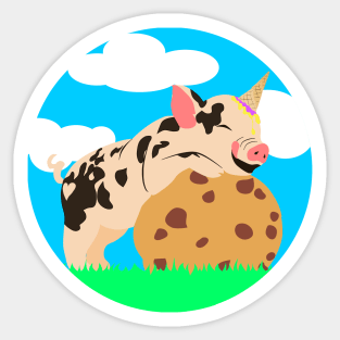 Baby pig ice cream horn Sticker